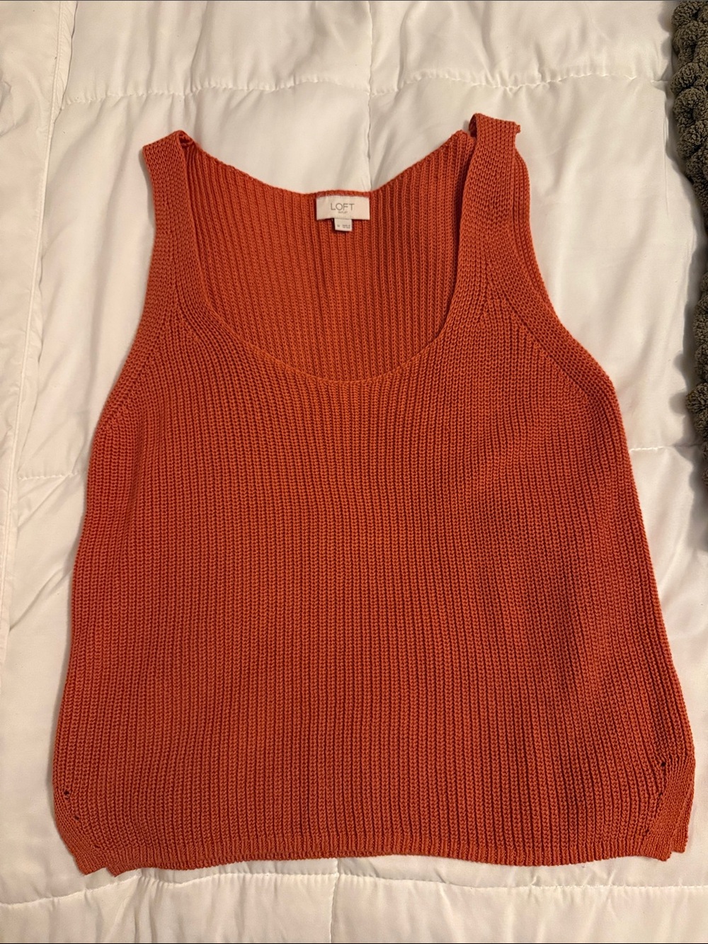 LOFT Rust Orange Ribbed Knit Tank